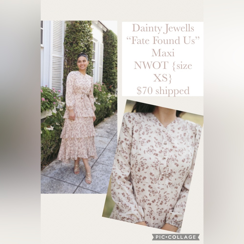 Dainty Jewells Cream Ruffled Tiered Long Sleeve Dress